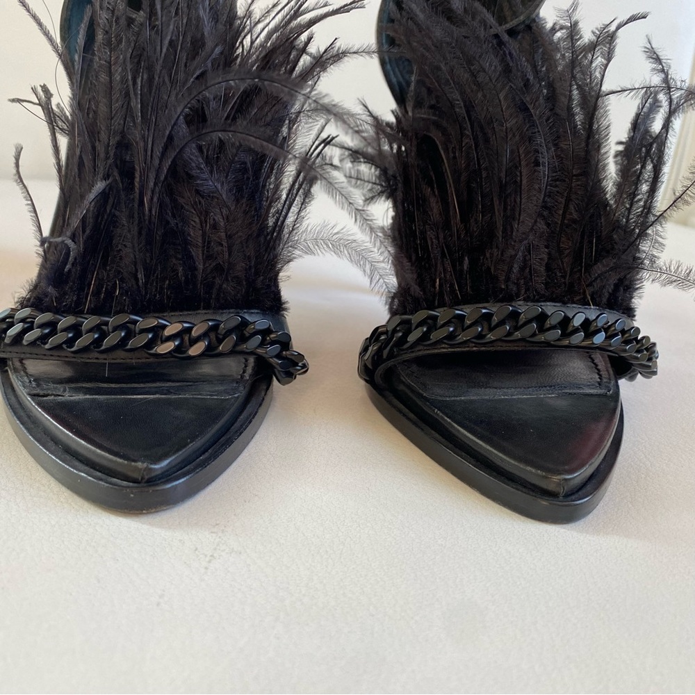 GIVENCHY Runaway Black Feathers Ankle Straps Heel sandals SZ 6/36 - Picture 7 of 13